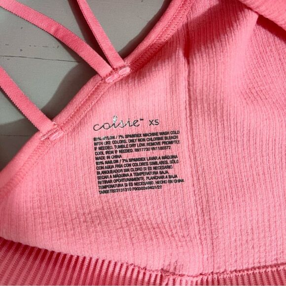 Colsie Ribbed Brami Pink Strappy Womens Bralette XS - Picture 5 of 5